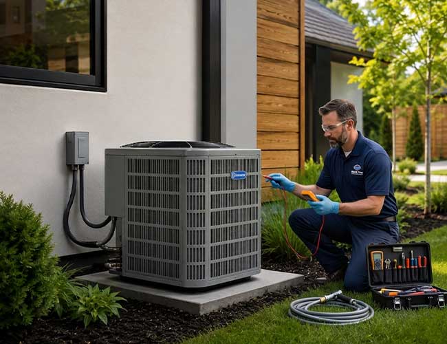 Breeze Boss modern outdoor AC installation for homes in Concord, North Carolina