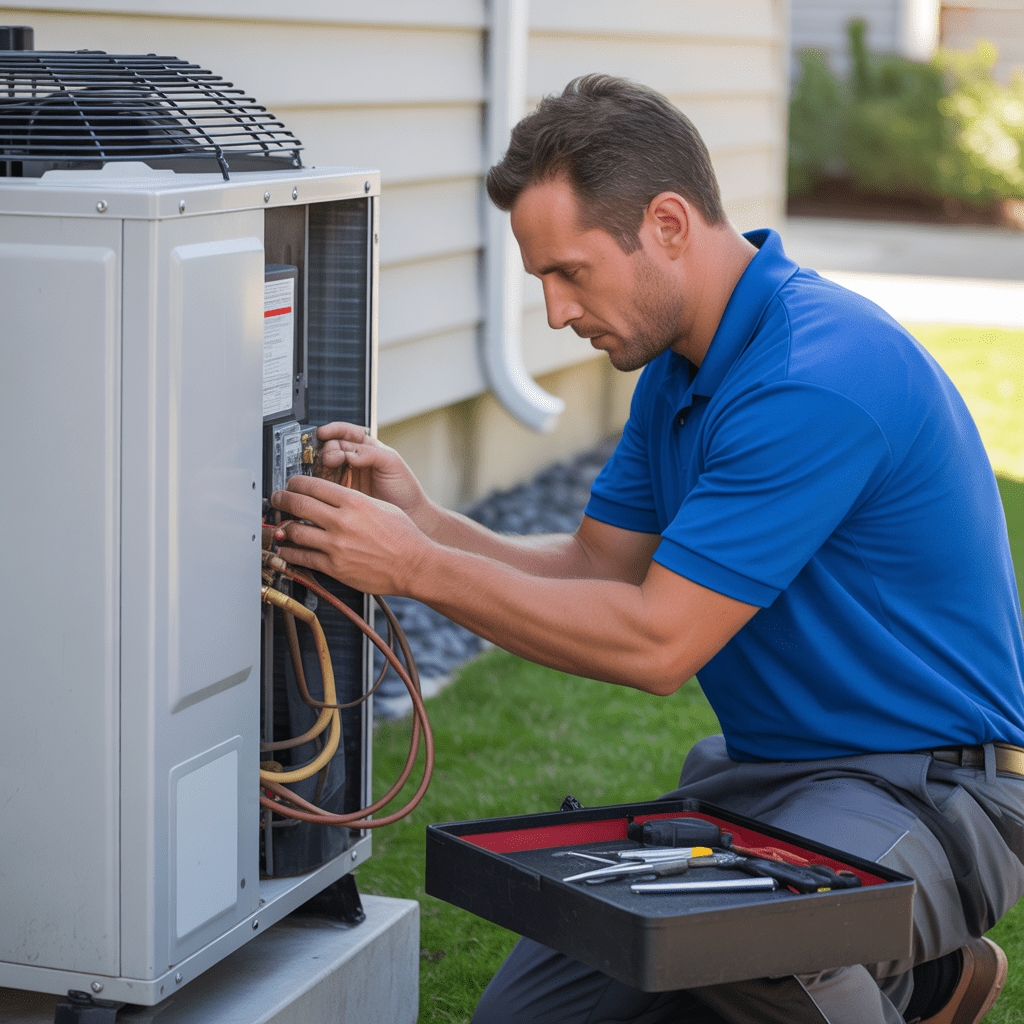 Breeze Boss furnace repair expert servicing electric heating system in Concord, North Carolina