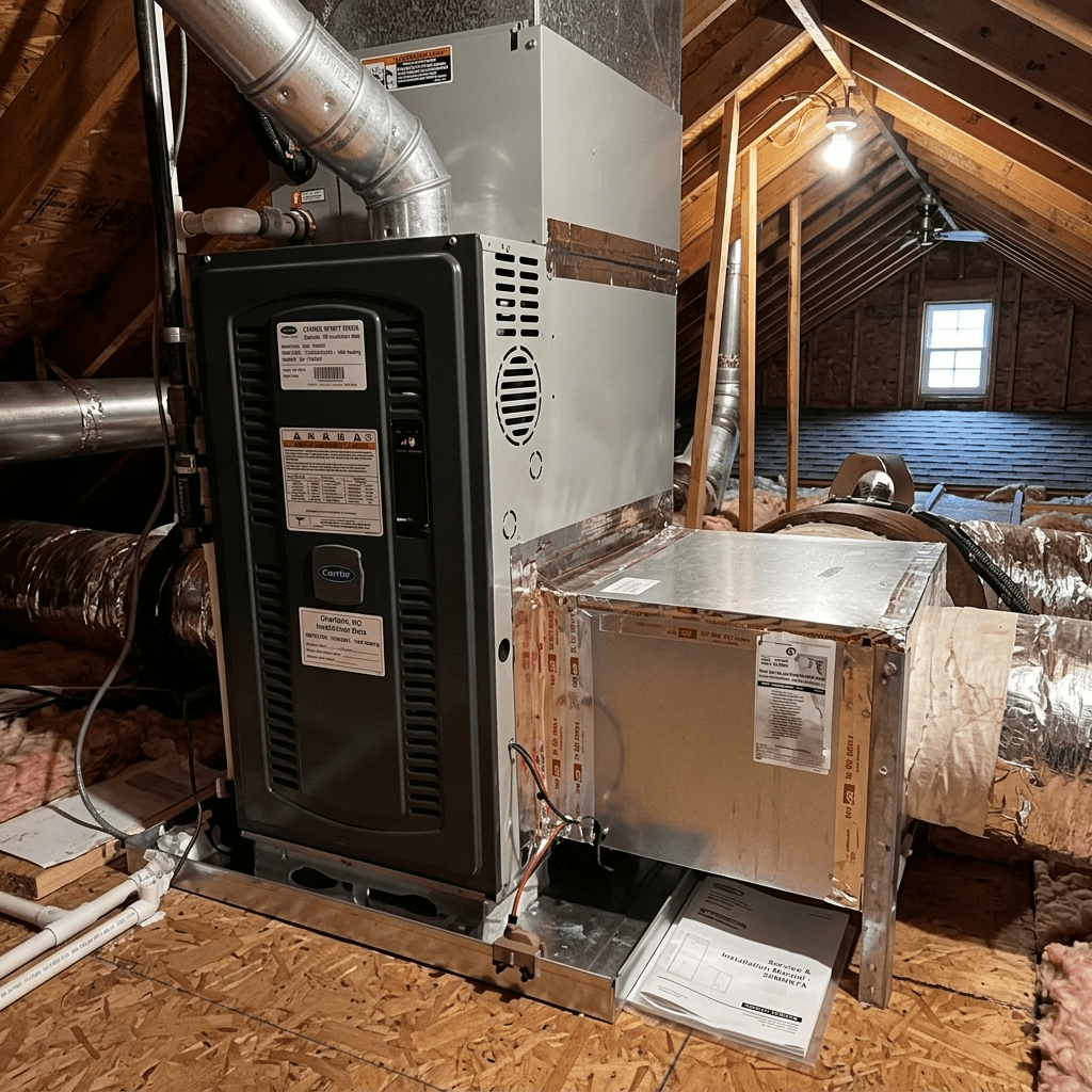 Breeze Boss modern residential furnace installation in Concord, North Carolina home