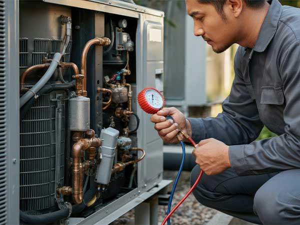 Breeze Boss furnace repair technician servicing heating system in Concord, North Carolina